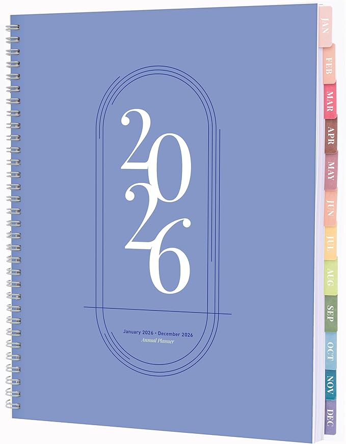 Rileys 2026 Planner, Agenda Planner With Weekly And Monthly View, Daily Agenda Book And Yearly Planners Calendar Book, Spiral Bound With Tabs, Notes, Goals And Holidays (Blue, 8.5 x 11 in)