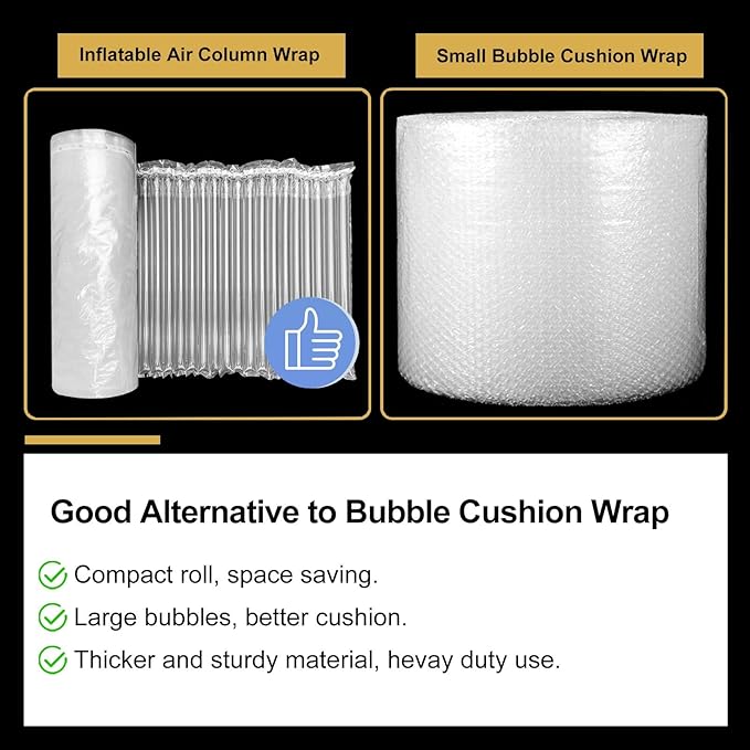 Large Bubble Cushioning Wrap for Packing 13.7inch*100feet, Inflatable Big Air Pillows for Shipping & Heavy Duty Moving Supplies Recyclable Packing Material for Fragile Items Shipping Supplies