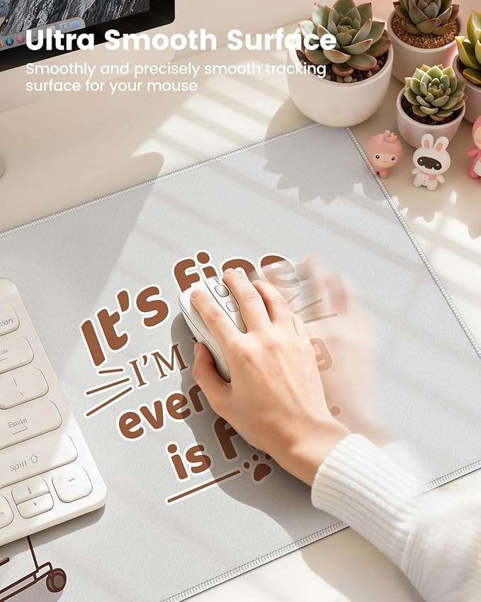 HAOCOO 4-in-1 Desk Cover Mat, Ergonomic Keyboard Wrist Rest, Wrist Support Mousepad with Coaster Set, Extended Desktop Pad Waterproof, Non-Slip Base Desk Accessories Mat for Office Decor