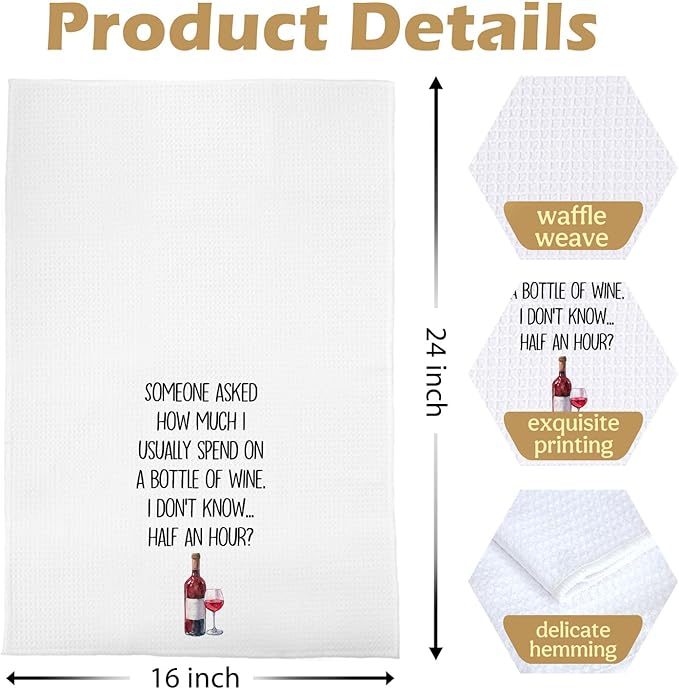 Funny Wine Kitchen Towels 16x24 Inch, Wine Lovers Women Gifts Dish Tea Bar Towel for Kitchen Bar Cart Decor, Gifts for Alcohol Lovers Decorative Hand Towels