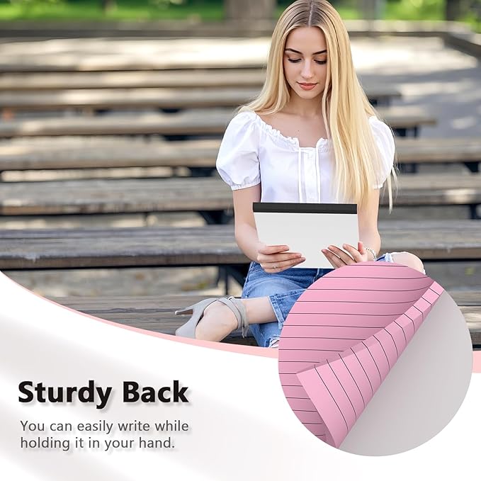Legal Pads 5x8, College Ruled Paper, Colored Note Pads 5x8, Pink Legal Pad, Purple Notepad, 4 Pack Small Notepads, 30 Sheet/Notepad,Lined Paper with Sturdy Backboard, Note Pad for School,Business,Home