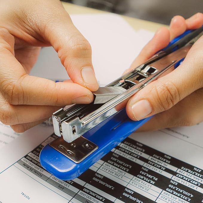 M&G Office Desktop Stapler, 20 Sheet Capacity Basic Staplers Jam Free Standard Stapler Office Accessories Supplies with Two Binding Modes for Home Office Classroom, Blue, 2 Pcs