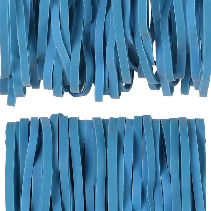AMUU Rubber Bands Large Flat Fold Length 12inch 40 Pieces Fits 8-33 Gallon Trash Cans Blue Heavy Duty Elastic Rubber Bands for File Folders Office Home Supplies