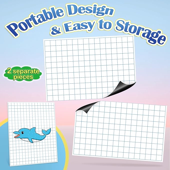 Aizweb Giant Magnetic Graph Paper,Dry Erase Grid Paper Graphing Paper for Classroom Whiteboard Accessories,Chart Paper Teacher Must Have Homeschool Teaching Supplies,Teacher Essential,21.5" x 16.5"