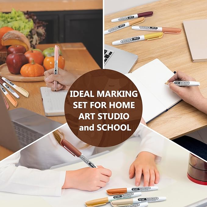 SFAIH 24 Skin Tone Permanent Markers - Assorted Portrait Colors, Fine Point Permanent Markers for Portrait, Figure, Animals, Trees Painting, Coloring Book, Decorate Wood, Quick Drying, Fade Resistant