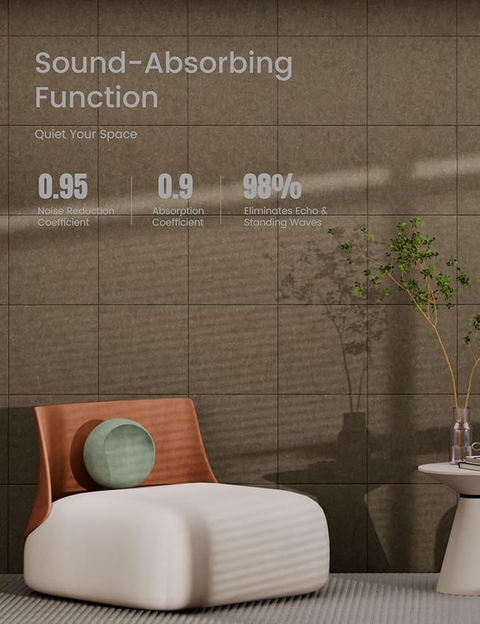 Bumusty Large Cork Board 47"x35" Alternative - 12 Pack Felt Wall Tiles with 70 Safe Removable Adhesive Tabs, 30 Pushpins, Cork Boards for Walls Pin Board Tack Board Cork Board (Dark Brown)