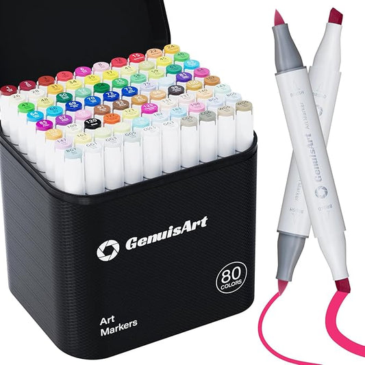81 Alcohol Markers,With Bleeding-Proof Drawing Mat,Dual Tips Art Markers for Coloring,Sketching,Card Making and DIY Patinting- Perfect for Adults and Kids -Refillable
