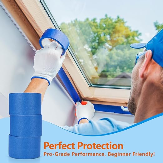 NEOACT 3 Rolls Blue Painters Tape 3 Inches,55 Yards Masking Tape No Residue Blue Tape Wide Roll for Wall Painting,Home Improvement,Packing,DIY Craft Arts