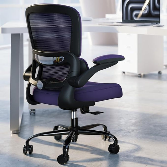 Office Chair - Ergonomic Desk Chair with Adjustable Lumbar Support, Mesh Computer Chair, Executive Chair for Home Office Comfortable Lumbar Support (Violet)