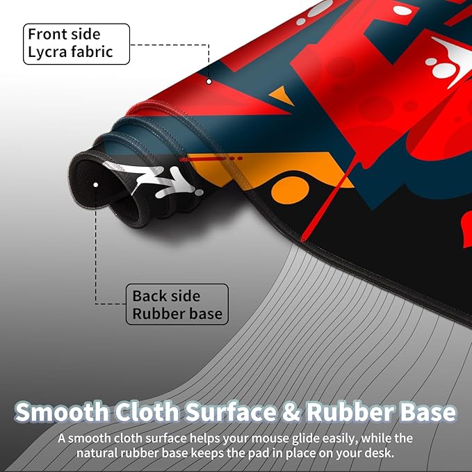 Gaming Mouse Pad, Keyboard Mouse Pad 31.5x15.7 inch XXL Large Computer Laptop Cool Desk Mat with Non-Slip Rubber Base and Stitched Edge for Home Office Work, Black Love Graffiti