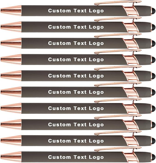 Custom Engraved Ballpoint Pens Bulk, Personalized with Name/Logo, Black or Blue Ink, Smooth Writing for Office, School, Business, Church, Reunion 100 Pcs Grey