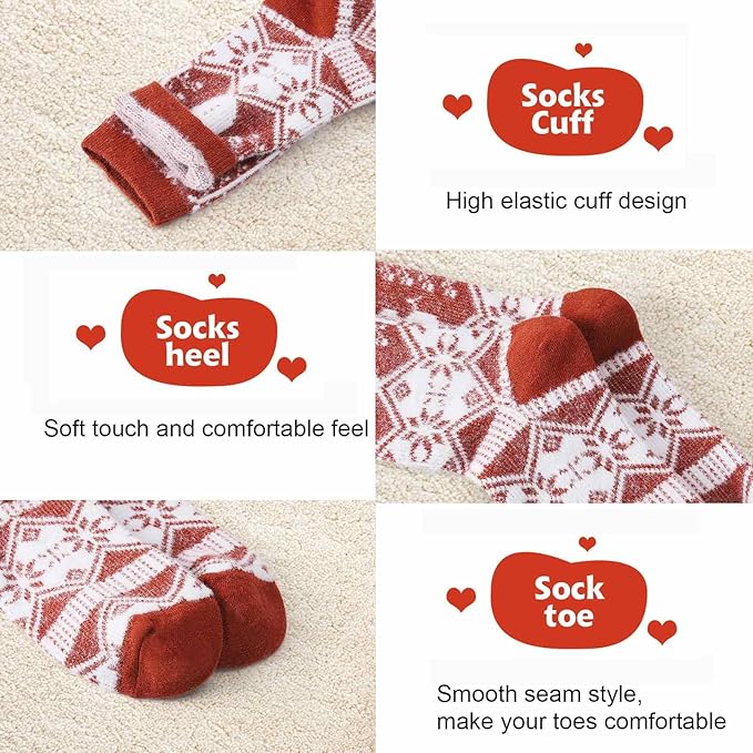 ICEIVY 5 Pair Fuzzy Cozy Socks for Women - Warm Comfy Soft Casual Home Sleep Winter Wool Socks - Gifts for Women