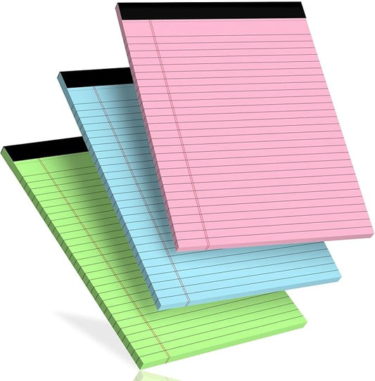 3 pcs Legal Pads 8.5 x 11 Note Pads, Colored Legal Notepads 8.5 x 11, Notebook Wide Ruled Paper, Micro Perforated Writing Pad, Pad of Paper for Office Home School, 30 Sheets/Pack