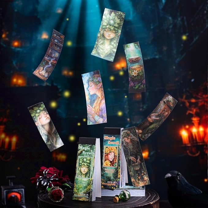 Aromoty Slim 6 Sets 300 Pcs Washi Stickers Book Kit for Journaling, Vintage Gothic Magic Scrapbook Stickers for Scrapbooking Bullet Junk Journal Supplies Planner Stationery Collage Craft Gifts