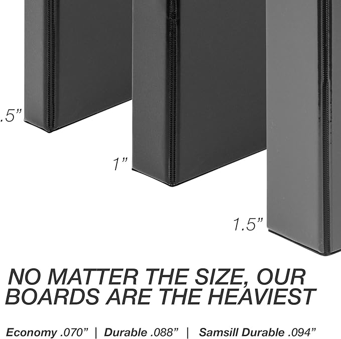 Samsill Durable 1.5 Inch Binder, Made in the USA, Round Ring Customizable Clear View Binder, Black, 4 Pack (MP48450)
