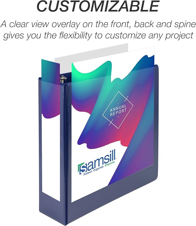 Samsill Durable 3 inch 3 Ring Binder, Made in USA, D Ring Binder, FSC 100% Recycled Chipboard, Blue, 12 Pack