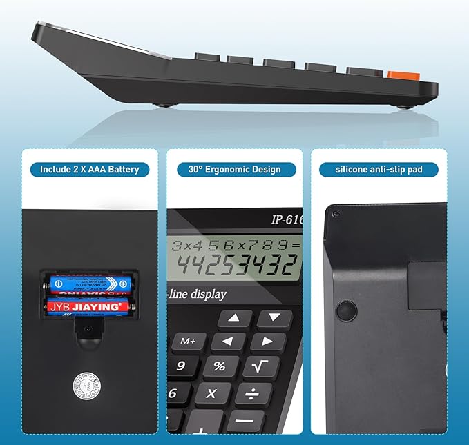 Calculators Desktop, Desk Calculator with Large 2 Line Display, Talking Basic Calculator with Big Button & Adjustable Volume, 4 Function Calculators for Business, Students, Office Supplies(Black)