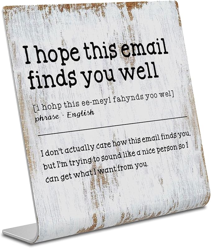 I Hope This Email Finds You Well Definition Plaque, Humorous Office Decor Gift for Coworkers, Small Cute Gifts for Colleagues, XUV116