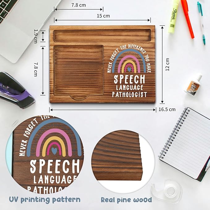 Speech Language Pathologist Appreciation Note Pad Holder Desk Organizer, Thank You Gift for SLPs and Communication Professionals, Back to School, Education Week, Birthday or Christmas Gift PB003