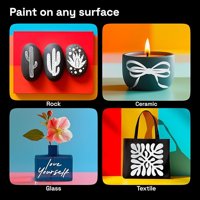 ARTISTRO 2 White Dual-Tip Acrylic Paint Pens - Multisurface Markers for Fabric, Plastic, & More, 5mm Dot + 1mm Fine Tips