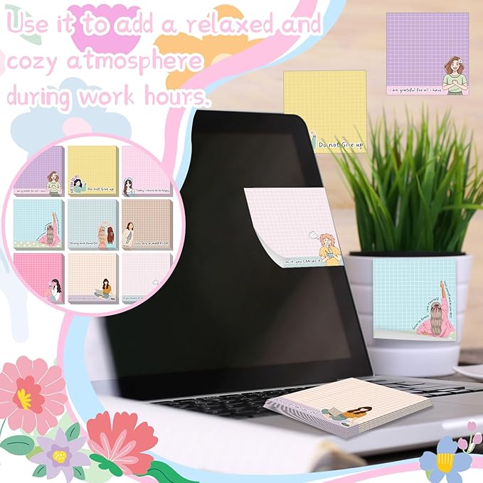 9 Pieces Little Girls Sticky Note Adhesive Cute Memo Notes Self Stick Note Pads for Back to School Decorations Home Classroom Office Party Decor
