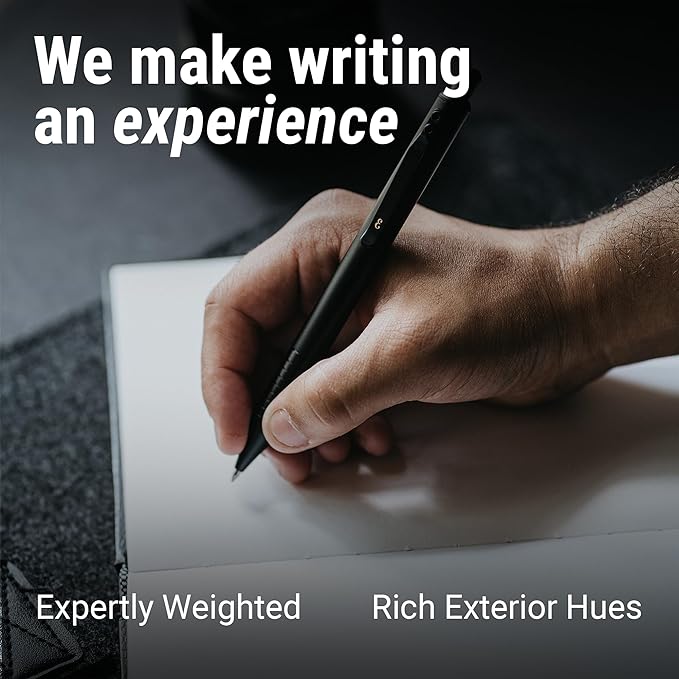 Everyman Grafton Full Click Refillable 0.7mm Ball Point Pen, Black | Sleek Anodized Aluminum EDC Pen with Deep Grooved Grip | Smooth Writing Pocket Pen for Office, Travel, Gifting & Daily Use