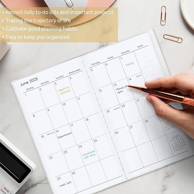 Pocket Calendar 2026-2027, Floral 2026-2027 Monthly Planner - 3.7" x 6.7" - Runs from July 2025 Until December 2027, 2026 Pocket Calendar with PVC Cover for Student, Women, Office Supplies