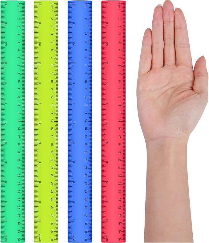 Zonon 6 Pcs 12 Inch Ruler Bulk Colorful Plastic Flexible Straight Metric Rulers with Centimeters and Inches Drafting Measuring Tool for Classroom School Students Education