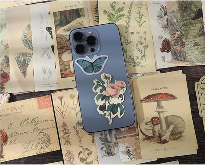 200 Pieces Vintage Ephemera Scrapbooking Supplies Pack Scrapbook Paper Sticker Material Pack for Art Journaling Bullet Journals Planners Collage Decoupage Crafter Gifts (Forest)