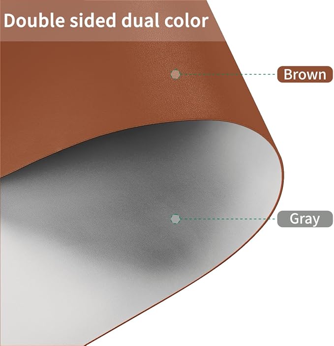 Leather Table Cover,1.8mm Thick,42x90 Inch Table Protector,Table Protector for Dining Room Table,Dining Table Cover,Table Cover Protector.(Brown+Gray,42x90)