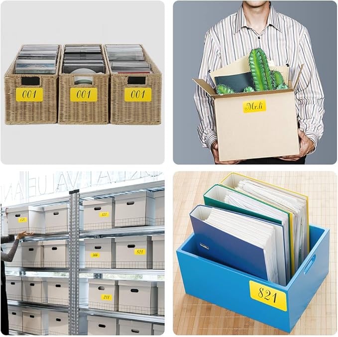 Rectangle Labels Sticker 3×5 Inch Vinyl Floor Stickers Color Coding Name Tags Roll Removable 200 PCS, Yellow