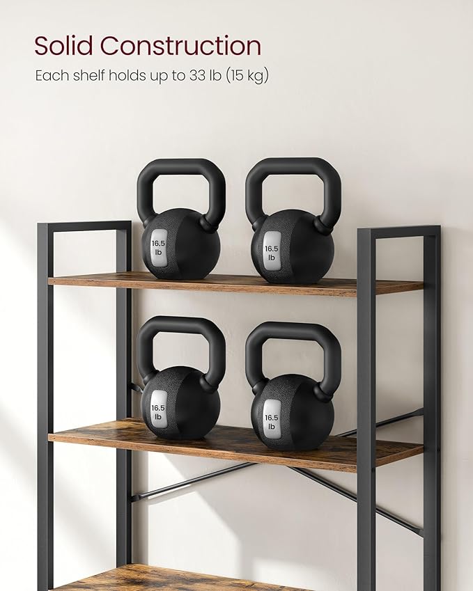 VASAGLE 6-Tier Bookshelf, Bookcase with Steel Frame, Book Shelf for Living Room, Home Office, Study, 11.8 x 31.5 x 73.2 Inches, Industrial Style, Rustic Brown and Ink Black ULLS082B01