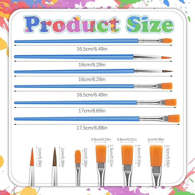 UPINS 11 Pcs Flat Paint Brushes Fine Detail Paint Brush Miniature Small Brush Bulk for Detail Painting Mixed Sizes
