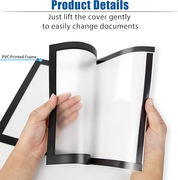 Magnetic Sign Holder, 11 x 17 Wall Mount Self Adhesive Document Display Frames, Double Sided Display for Glass Window (Black, 5pack)