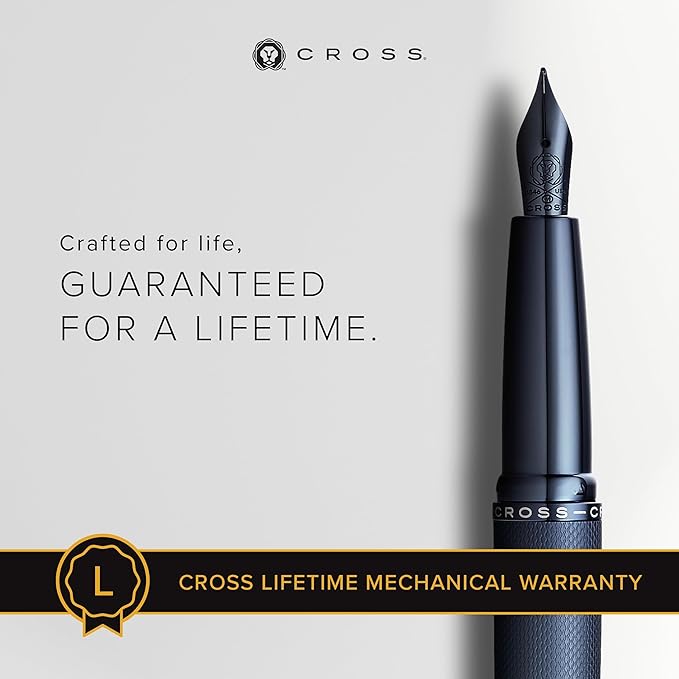 Cross ATX Refillable Fountain Presented in a Luxury Gift Box - Medium Point, Black Ink, Sandblasted Dark Blue