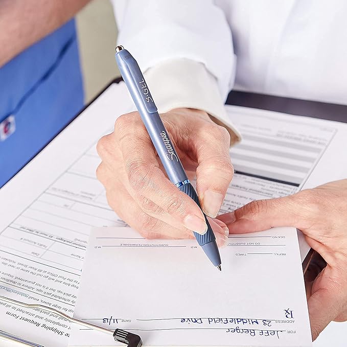 Sharpie S-Gel Gel Pens, Pearl White Body, Black Ink, Medium Point (0.7mm), 12 Count - For Journaling, Writing, Note-Taking, School, Office Supplies