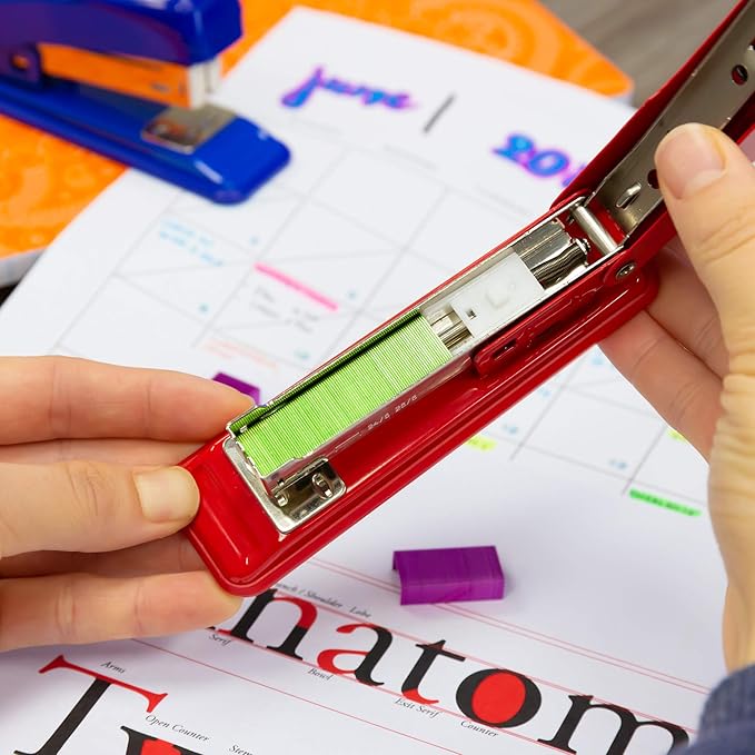 BAZIC Products Staples Standard 26/6 Metallic Color 3000/Pack Refill for Stapler, Ideal Office Staples for Home, School & Business, Assorted Colors, 4-Packs