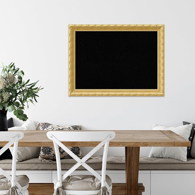 Amanti Art Black Cork Board for Wall, 24x32 Vision Board with Gold Wood Frame, Medium Corkboard Office Decor for Home Organization, Traditional Corkboard Pinboard to display items for home
