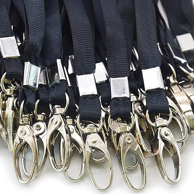 50 Pack Lanyards for Id Badges Holder Bulk Lanyard with Clip Swivel Hooks(Black)