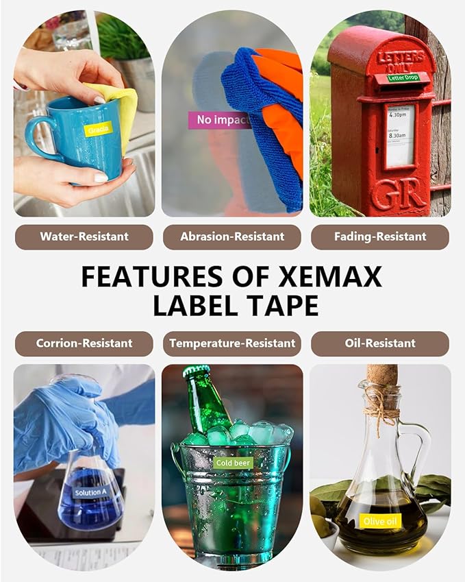 6X 12mm 0.47" Multi-Colored Label Tape Compatible for Brother P Touch Label Maker Tape Tze Tz 12mm 0.47 Ribbon Laminated Tz Colored Refills for PT-D220 D210 H110 1000 1280 D400, 1/2" x 26.2'