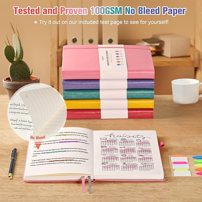 Lined Notebook Journal for Women Men, A5 College Ruled Notebook, 312 Numbered Pages Notebooks for Work, 100gsm Paper Daily Journal, Hardcover Vegan Leather Journals for Writing Office, Peacock Blue