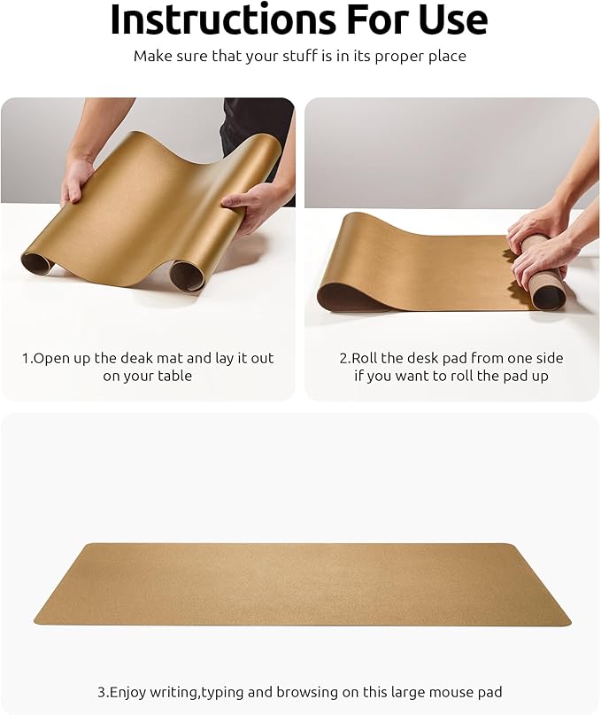 YSAGi Leather Desk Protector, Office Mat, Large Mouse Mat, Non-Slip PU Leather Blotter, Laptop Pad, Waterproof Writing Pad for Office and Home (Bronze, 31.5" x 15.8")