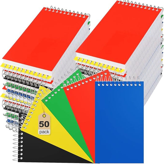 50 Pcs Small Pocket Notebooks 3 x 5 Inch Mini Memo Spiral Notepads Top Bound College Ruled Lined Note Pads for Back School Office Journaling Noting, 75 Sheets/Pad (Neon)