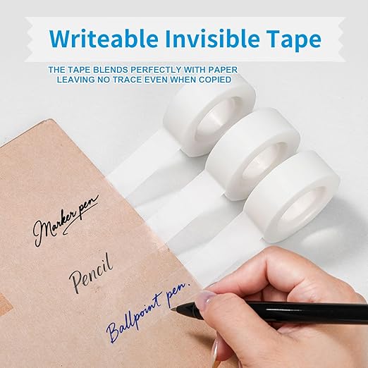 Invisible Tape,12 Rolls Tape Refills Bulk, Writable Tape 3/4 X 1000 Inches, Matte Transparent Tape for Dispenser, School Office Home Supplies for Labeling Gift Wrapping,Craft
