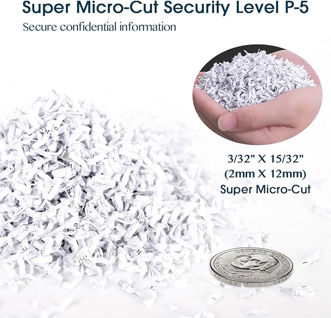 WOLVERINE 10-Sheet Super Micro Cut High Security Level P-5 Heavy Duty Paper/CD/Card Ultra Quiet Shredder for Home Office by 60 Mins Running Time and 6 Gallons Pullout Waste Bin SD9112 (Black ETL)