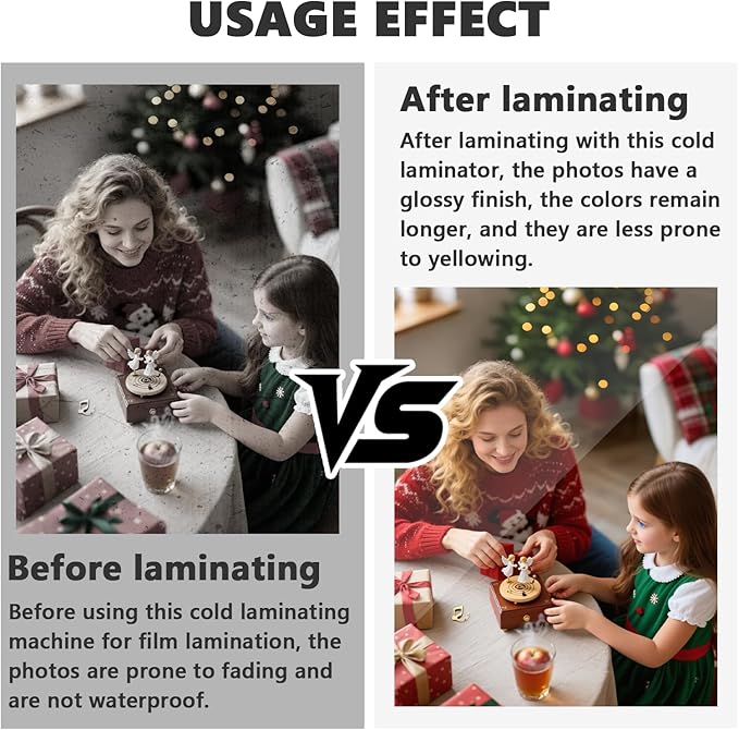 MXBAOHENG 13.8 inches Manual Cold Laminator, 350MM Portable Hand-cranked Cold Press Laminator, 2mm Laminating Thickness, for Individual, Office and School