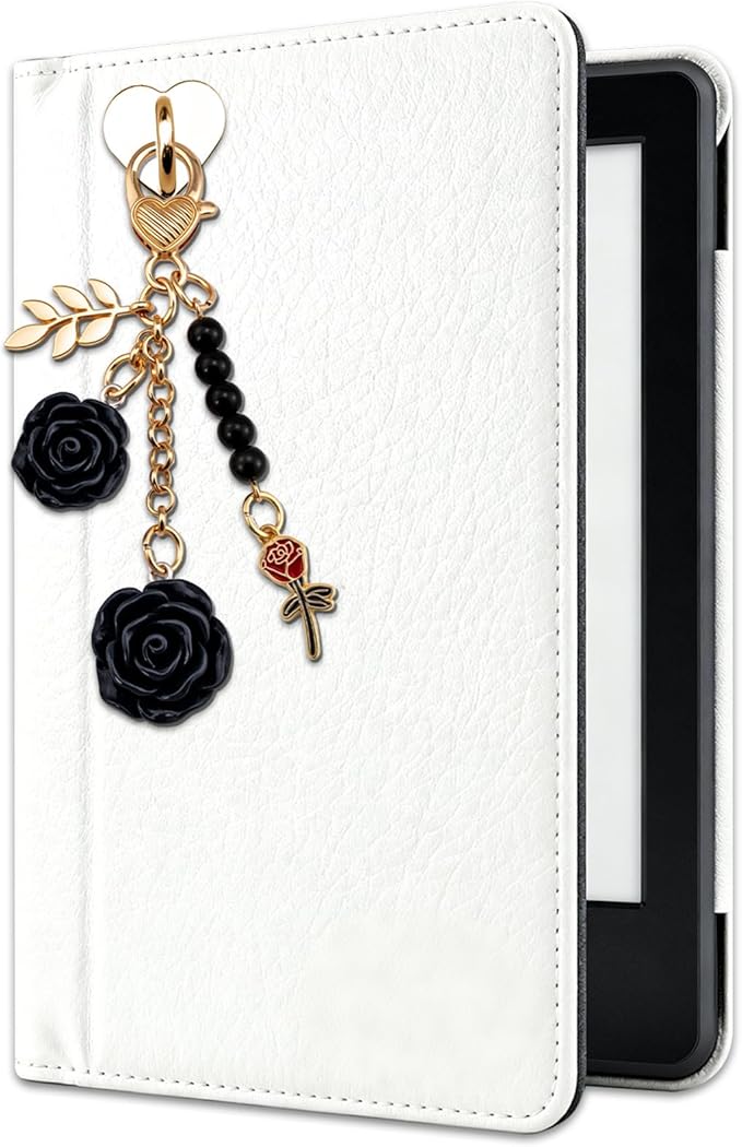 Rose Purse Charms Cute Flower Keychain With Heart Sticker Charm Chain For Kindle Colorful Bag Charms For Handbags