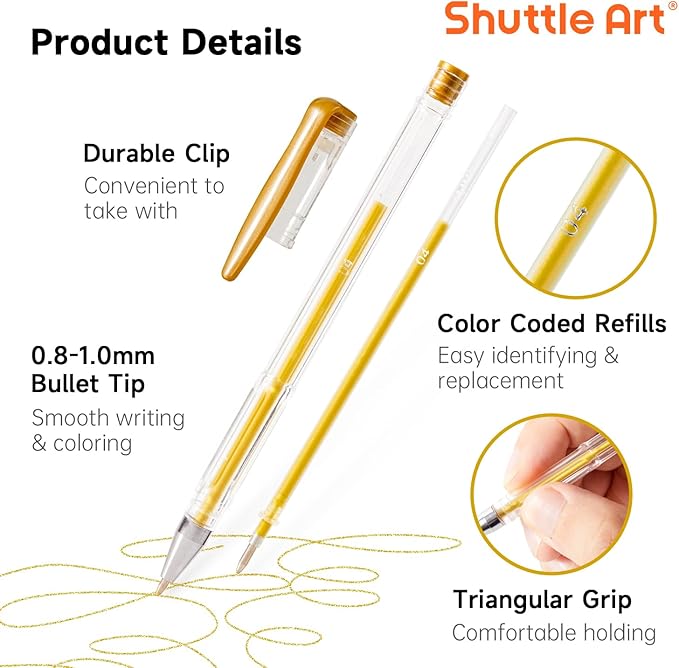 Shuttle Art 60 Pack Earth Tone Gel Pens, 30 Brown Earth Tone Gel Pens with 30 Refills for Adults Coloring Books Journaling Drawing Nature, Landscapes, Animals Scenes