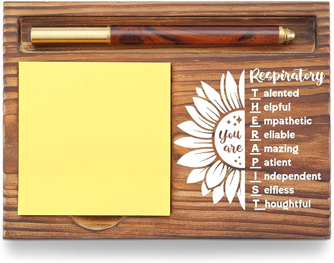 Respiratory Therapist Gifts Sticky Note Holder, Thank You Appreciation Gifts for Respiratory Therapists, Healthcare Office Desk Organizer, Employee Recognition Desk Accessory TZP121
