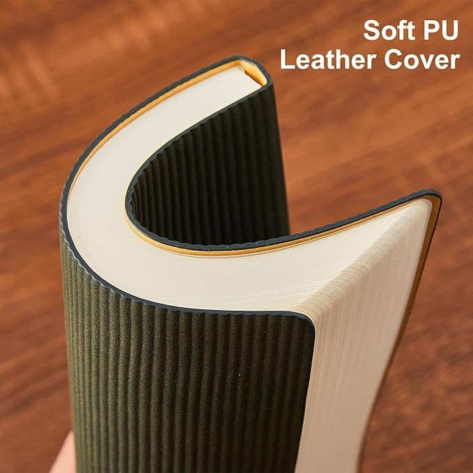 Lined Journal Notebook for Work College Ruled Note Book 7.2"x9.6" B5 PU Leather Daily Journaling 160 Pages for Women Men Writing Home School Supplies Business (Darkgreen/Darkpink)